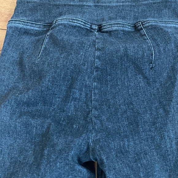 Frame Super Y2K 2000s The Jetset Crop Mini Boot Dark Denim Flare Pull On Jeans - Picture 10 of 10